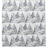 Rideaux De Douche Aquarelle blanche mignonne Pins Pins Snowflakes (Devant)