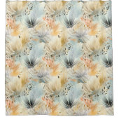 Rideaux De Douche Aquarelle Bleu Abricot Jaune Beige Printemps (Devant)