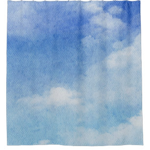 Rideaux De Douche Aquarelle bleu & blanc sur mesure