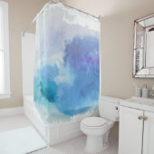 Rideaux De Douche Aquarelle bleu-bleu violet (En situation)