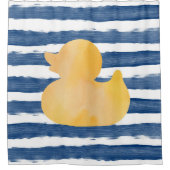 Rideaux De Douche Aquarelle Bleu et Canard en caoutchouc jaune (Devant)