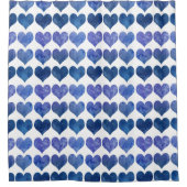 Rideaux De Douche Aquarelle bleu foncé Coeurs Motif (Devant)