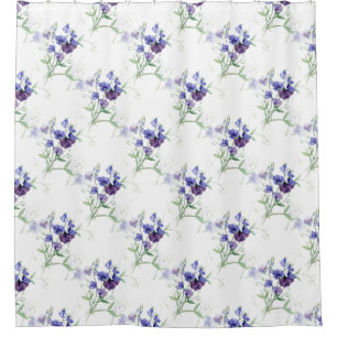 Rideaux De Douche Aquarelle Bleu Pois doux Jardin Fleur Motif