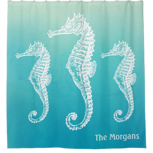 Rideaux De Douche Aquarelle bleue d'Ombre d'Aqua unique blanc (Devant)