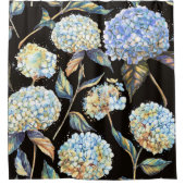 Rideaux De Douche Aquarelle Blue Hydrangea : Motif foncé sans couleu (Devant)