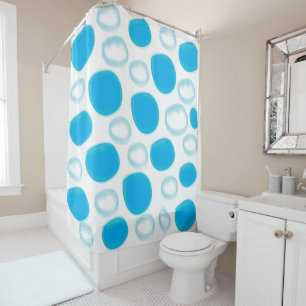 Rideaux De Douche Aquarelle Blue Water Bubles Motif géométrique