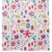Rideaux De Douche Aquarelle Botanique Fleur sauvage peinture (Devant)