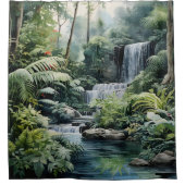 Rideaux De Douche Aquarelle Botanique Oasis de cascade (Devant)
