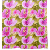 Rideaux De Douche Aquarelle Botanique rose et or Flower (Devant)