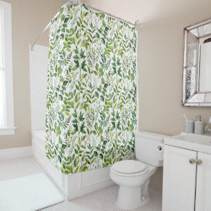 Rideaux De Douche Aquarelle Botanique Vert feuilles