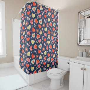 Rideaux De Douche Aquarelle Bow Et Coeurs
