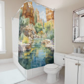 Rideaux De Douche Aquarelle Canyon Oasis (En situation)