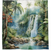 Rideaux De Douche Aquarelle Cascade de la Jungle Maya (Devant)