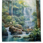 Rideaux De Douche Aquarelle Cascade de la Jungle Maya (Devant)