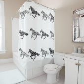 Rideaux De Douche Aquarelle Cheval Cheval Cheval Motif animal (En situation)