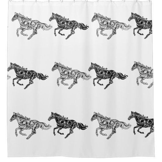 Rideaux De Douche Aquarelle Cheval Cheval Cheval Motif animal (Devant)