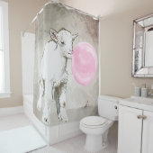 Rideaux De Douche Aquarelle Chèvre de bébé avec Bubblegum (En situation)