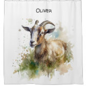 Rideaux De Douche Aquarelle Chèvre de ferme, sur mesure (Devant)