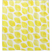 Rideaux De Douche Aquarelle Citron jaune blanc Motif d'été (Devant)