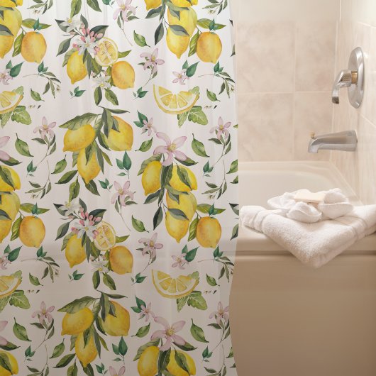 Rideaux De Douche Aquarelle Citron Motif
