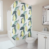 Rideaux De Douche Aquarelle Citrons jaunes Motif sans couture (En situation)