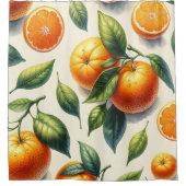 Rideaux De Douche Aquarelle Citrus Orange Feuilles (Devant)