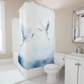 Rideaux De Douche Aquarelle Crane Style japonais (En situation)