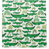 Rideaux De Douche Aquarelle Crocodile Alligator Arc-en-ciel Enfants (Devant)
