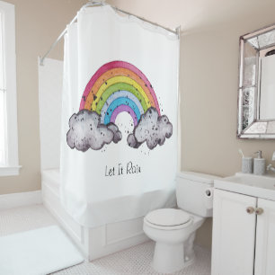 Rideaux De Douche Aquarelle Cute Arc-En-Ciel Et Nuages