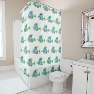 Rideaux De Douche Aquarelle d'animal marin artistique Poisson tropic