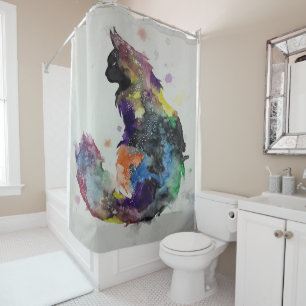 Rideaux De Douche Aquarelle de Cat Galaxy  Don Cat Galaxy Lover