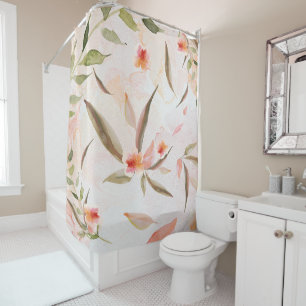 Rideaux De Douche Aquarelle de corail Laver Pétales à fleurs molles
