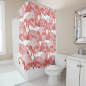 Rideaux De Douche Aquarelle de Flamant rose : Motif transparent (En situation)