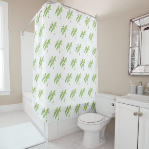 Rideaux De Douche Aquarelle de jardin vert plante d'herbe de menthe
