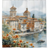 Rideaux De Douche Aquarelle de la côte d'Amalfi (Devant)