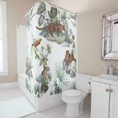 Rideaux De Douche Aquarelle de la jungle léopard Scène tropicale (En situation)