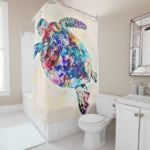 Rideaux De Douche Aquarelle de la tortue de mer d'Hawaï (En situation)