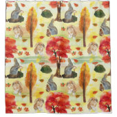 Rideaux De Douche Aquarelle de lapin de bois (Devant)