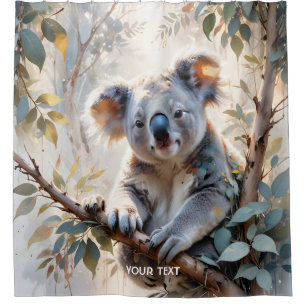 Rideaux De Douche Aquarelle de l'arbre de Koala mignonne Imaginaire