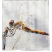 Rideaux De Douche Aquarelle de libellule Pastel Arrière - plan blanc (Devant)