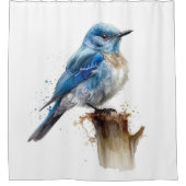 Rideaux De Douche Aquarelle de Little Mountain Bluebird (Devant)