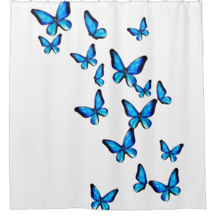 Rideaux De Douche Aquarelle de papillon bleu