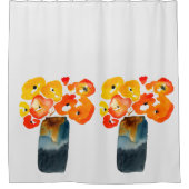 Rideaux De Douche Aquarelle de pavot orange et rouge (Devant)