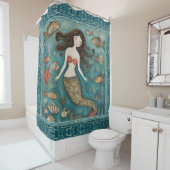 Rideaux De Douche Aquarelle de sirène (En situation)