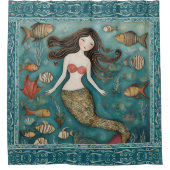 Rideaux De Douche Aquarelle de sirène (Devant)