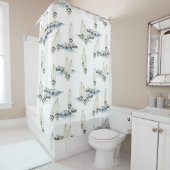 Rideaux De Douche Aquarelle de surf minimale Vols de plage côtière (En situation)