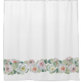 Rideaux De Douche Aquarelle délicate rose blanche rose feuille (Devant)