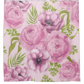 Rideaux De Douche Aquarelle des fleurs de pivoine et d'anémone (Devant)