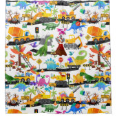 Rideaux De Douche Aquarelle Dinosaure Construction Enfants mignonnes (Devant)