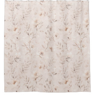 Rideaux De Douche Aquarelle douce branches florales neutre beige
